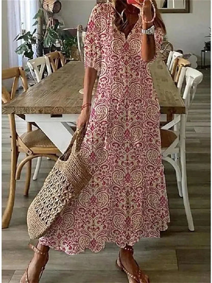 Breezy Floral V-Neck Summer Maxi Dress — product view 5