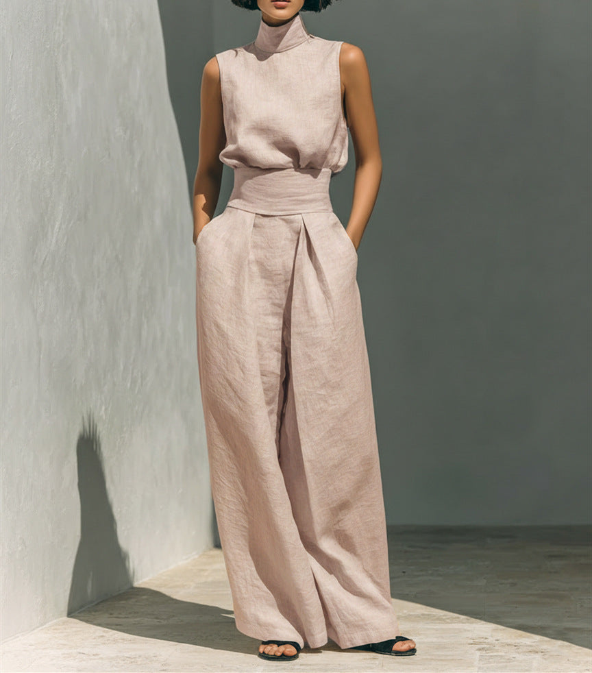 Two Piece Set | Women's Polyester Sleeveless Wide-Leg