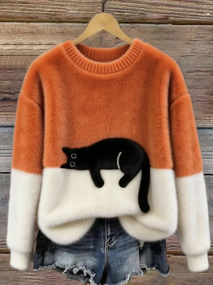 Ines | Cat Motif Knit Sweater