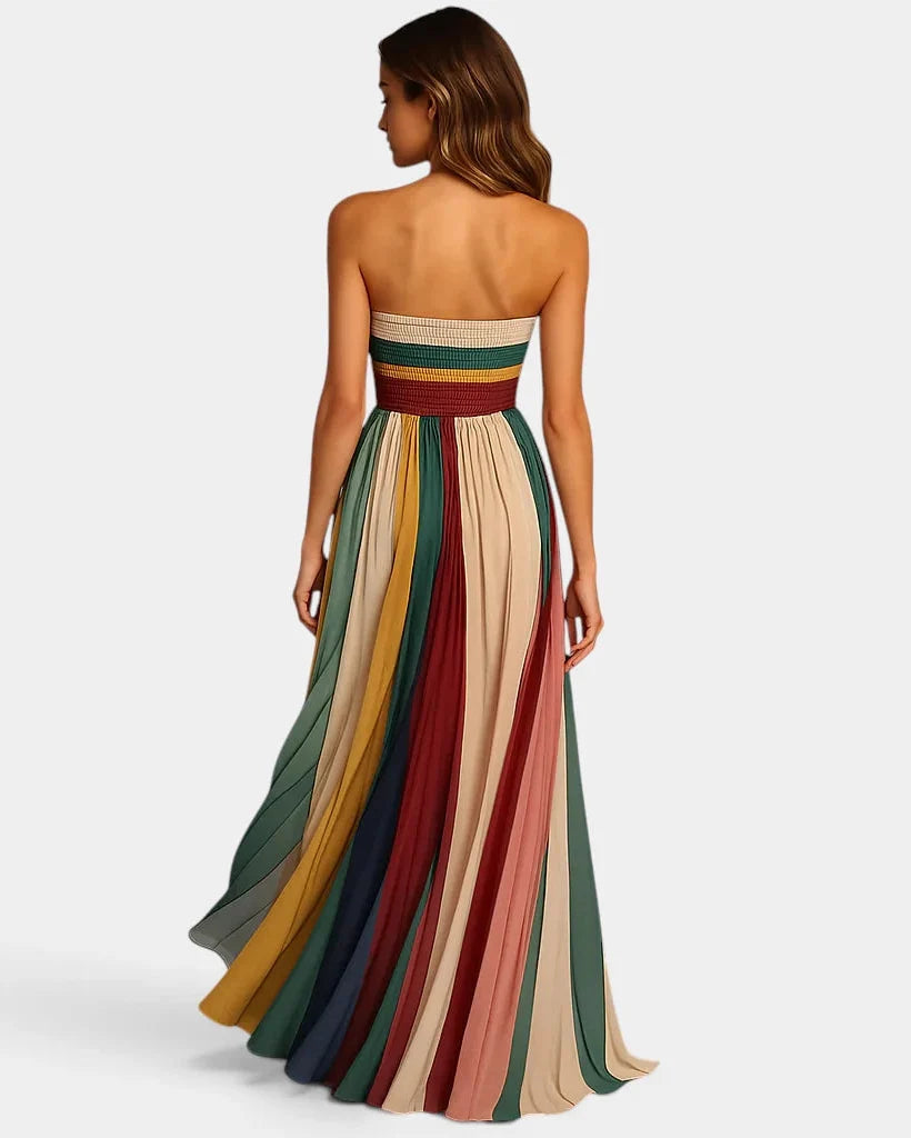 Glamorous Multicolour Pleated Formal Evening Maxi Dress — product view 3