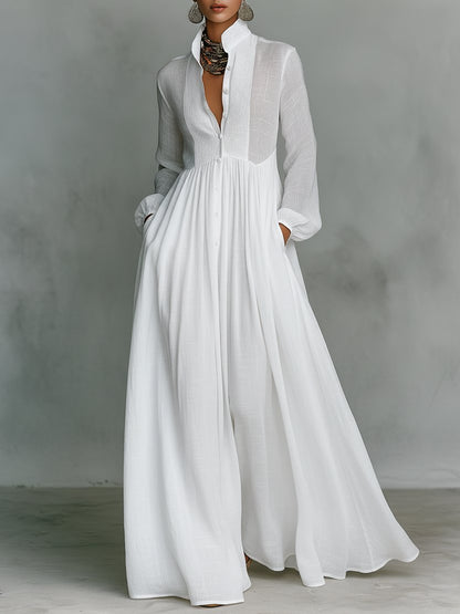 Luna | Women's Button-Front Long-Sleeve Maxi Dress – product image 1