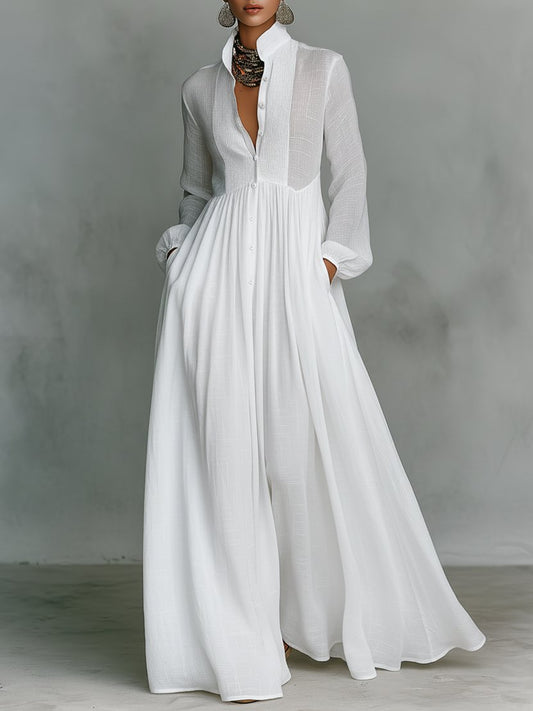 Luna | Women's Button-Front Long-Sleeve Maxi Dress – product image 1
