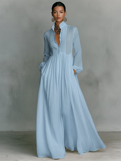 Luna | Women's Button-Front Long-Sleeve Maxi Dress – product image 5