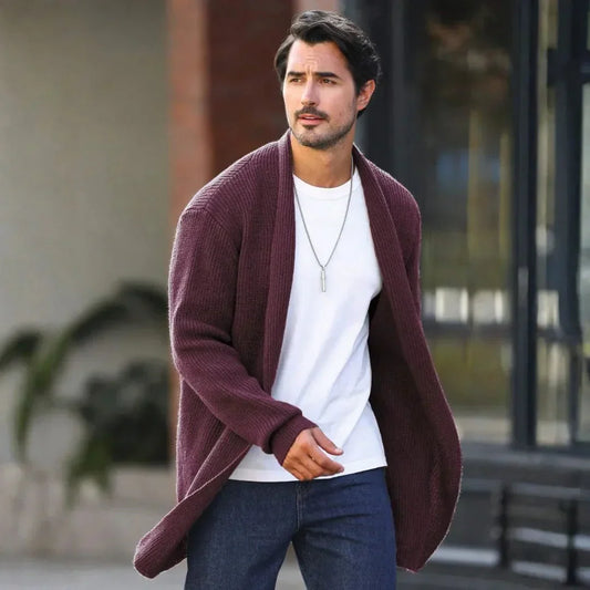 Reid men's open-front shawl-collar cardigan - Sela Look