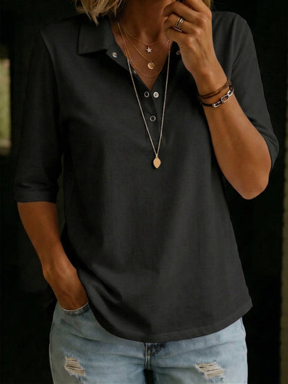 Harlow | Knit Polo V-Neck Top