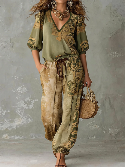 Rosalind | Printed Top and Trousers Set