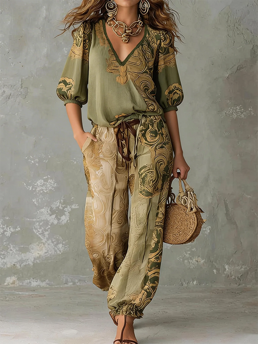 Rosalind | Printed Top and Trousers Set