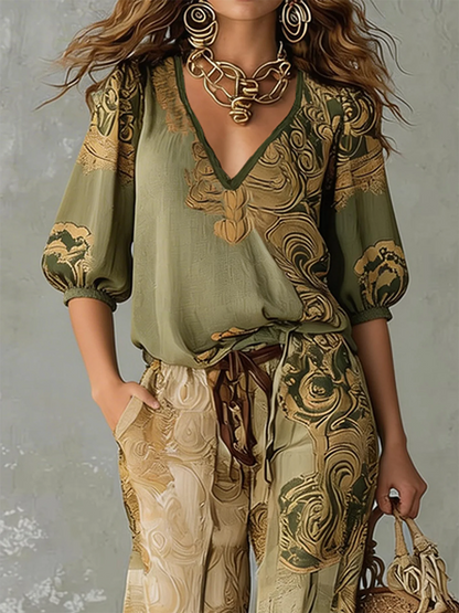 Rosalind | Printed Top and Trousers Set