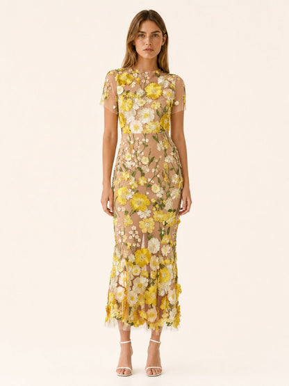 Penelope | Women's Floral-Appliqué Embroidered Maxi Dress – product image 1