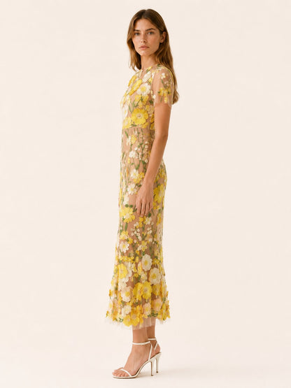 Penelope | Women's Floral-Appliqué Embroidered Maxi Dress – product image 2