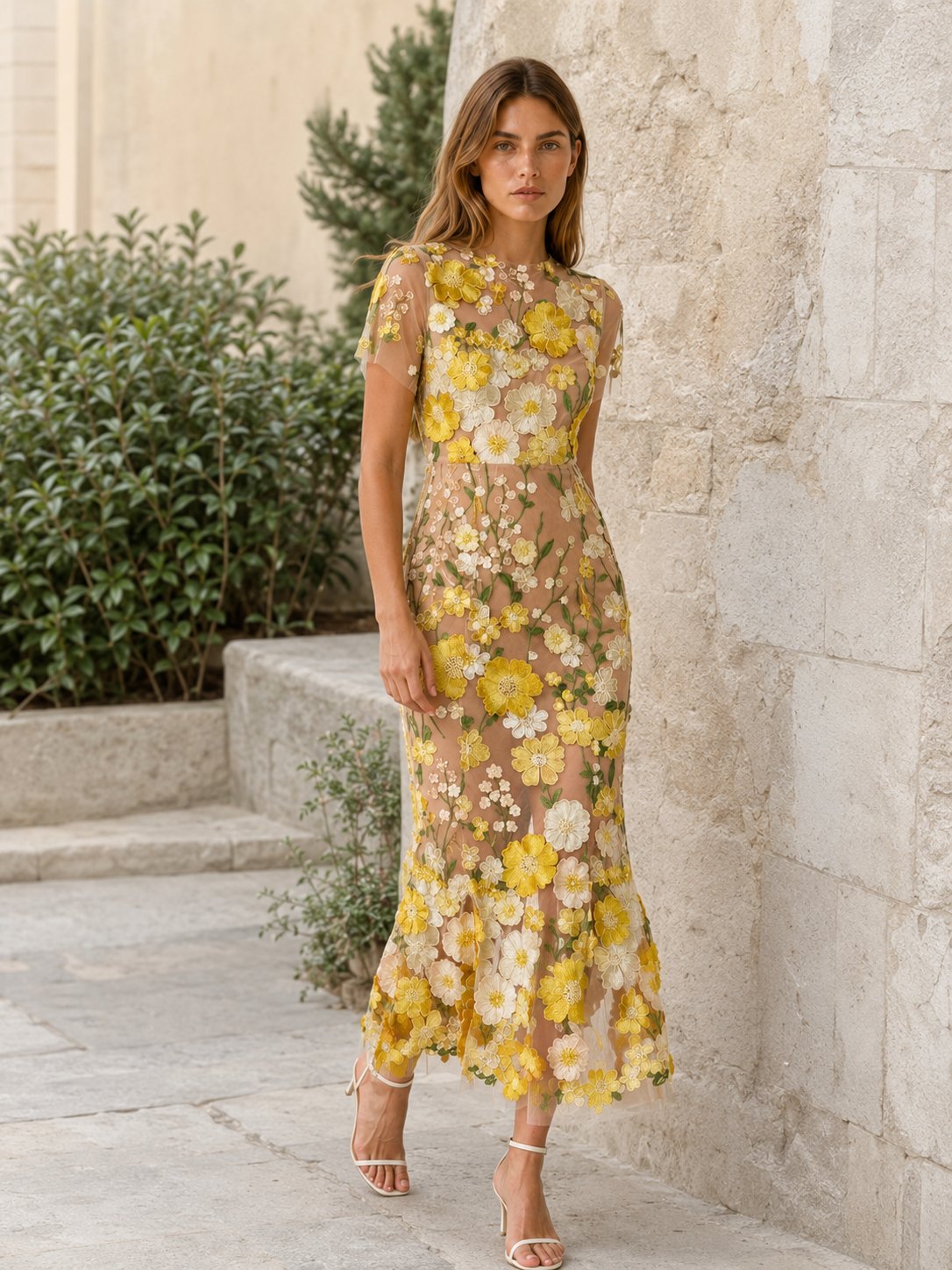 Penelope | Women's Floral-Appliqué Embroidered Maxi Dress – product image 5