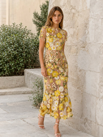 Penelope | Women's Floral-Appliqué Embroidered Maxi Dress – product image 5