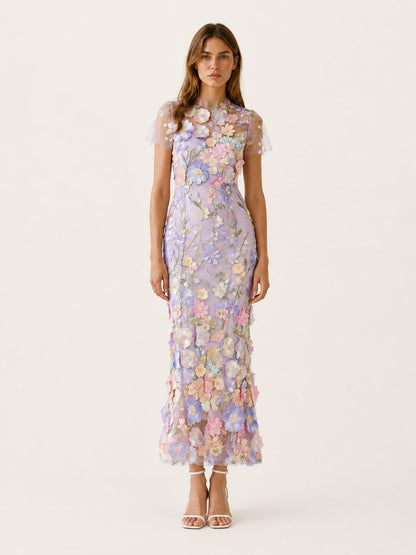 Penelope | Women's Floral-Appliqué Embroidered Maxi Dress – product image 7