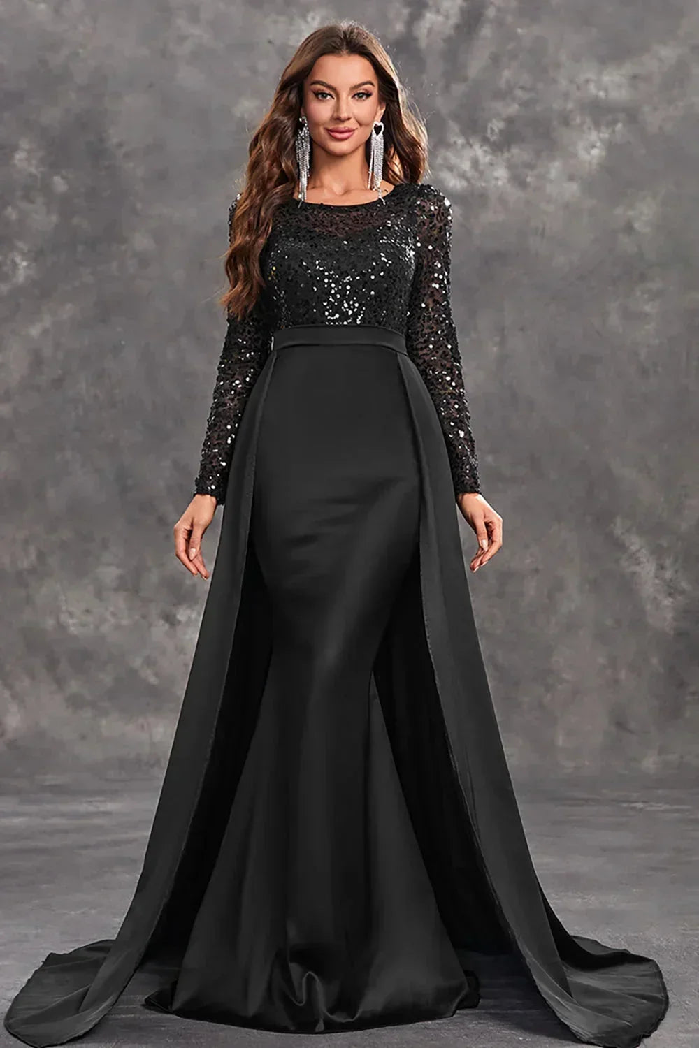 Glamorous Women's Black Sequin Formal Evening Maxi Dress — product view 2