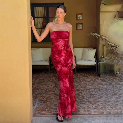 Strapless Maxi Dress | Women's Floral Fitted Elegant