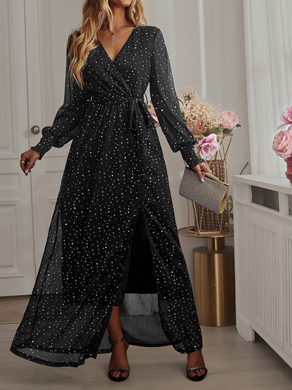 Maxi Dress | Women's Embellished Wrap Celestira Glow