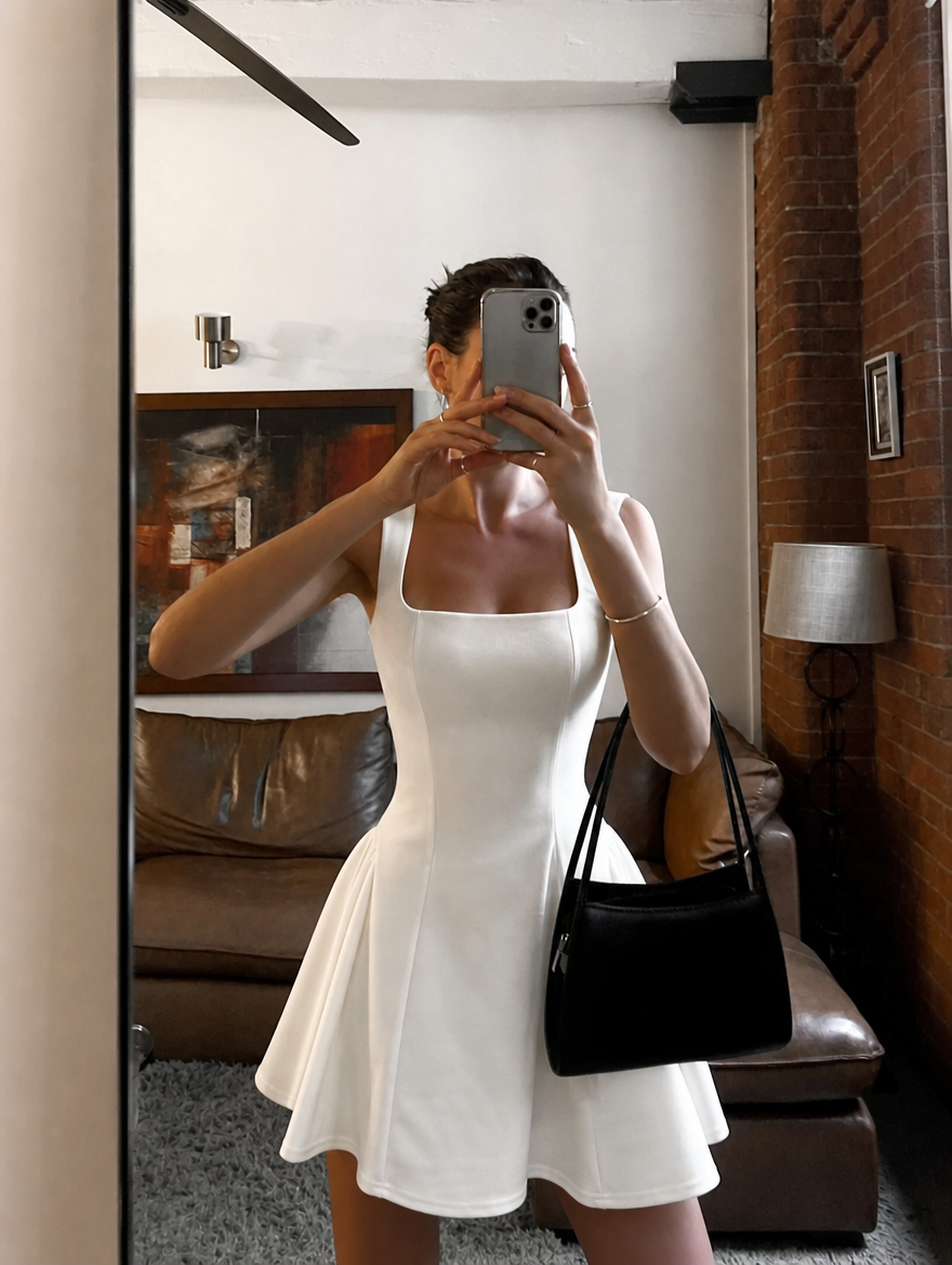 Graduation Dress | Women's Square-Neck Sleeveless