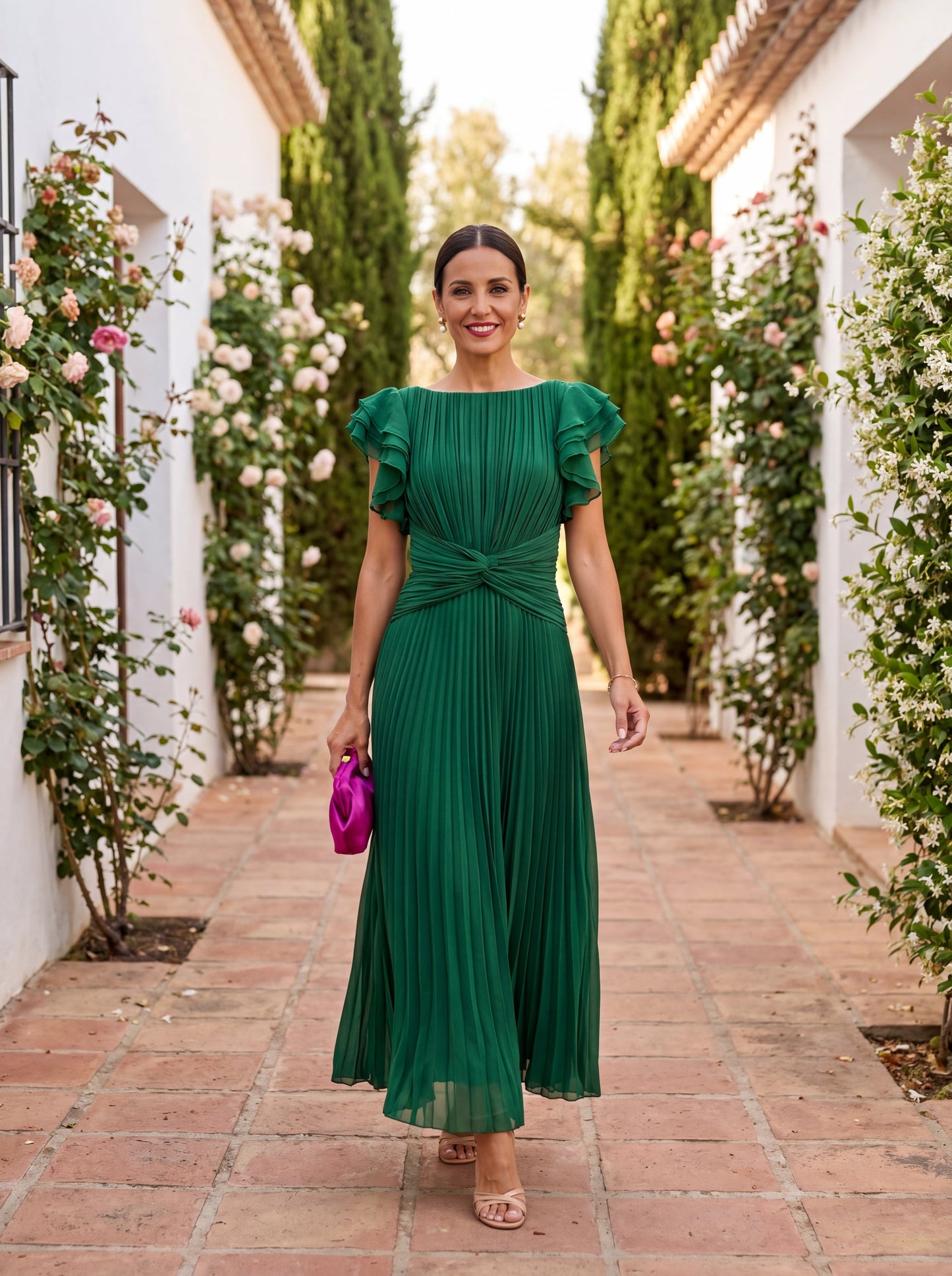 Wedding Guest Dress | Women's Short-Sleeve Pleated Ruffle